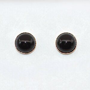 Cabochon Black Onyx Studs in 14K Yellow Gold